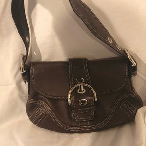 Small brown leather Coach shoulder bag